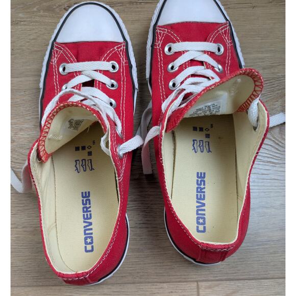 Converse All Star Chuck Taylor Sneakers Womens 8 Mens 6 Red White Canvas Low Top - Picture 6 of 11